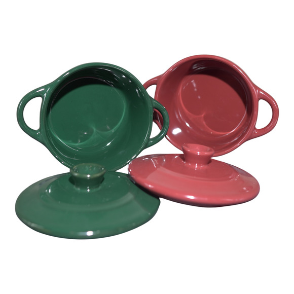 Crofton Mini Ceramic Red & Green Ceramic Dish 2PK Holidaycore Wintercore EUC - Picture 4 of 15